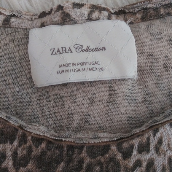 Zara Collection 3/4 sleeve animal print top - Picture 2 of 5